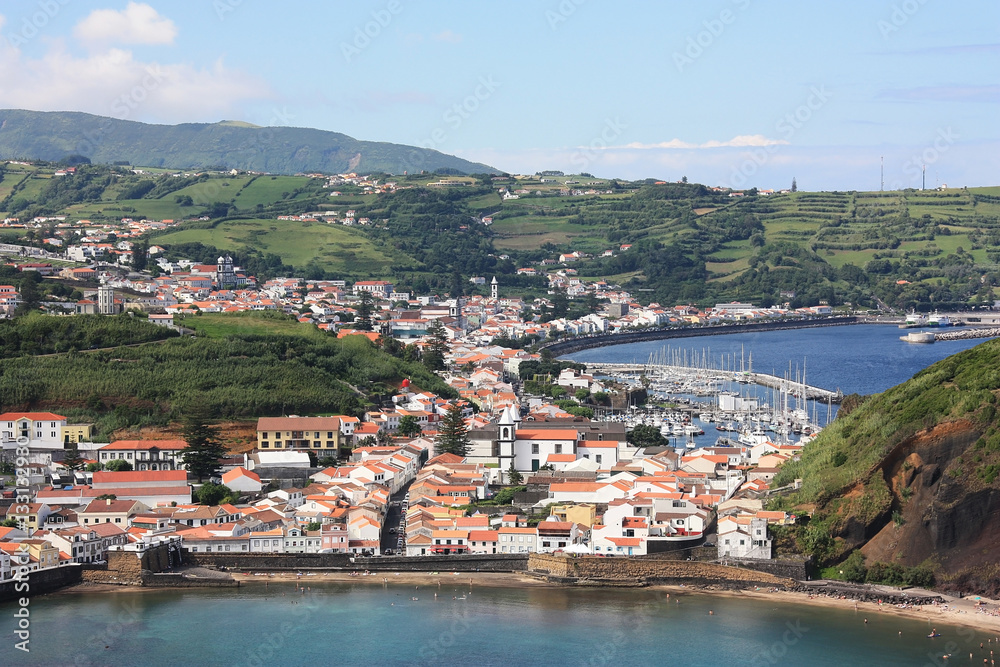 Blick auf Horta, Faial ist die fünftgrößte Insel der portugiesischen Inselgruppe der Azoren.