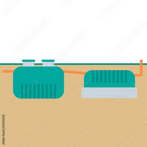 Septic tank underground with infiltrators and hood