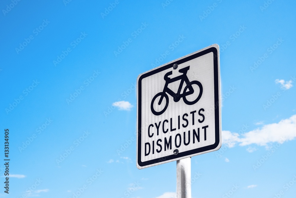 No cyclists road sign