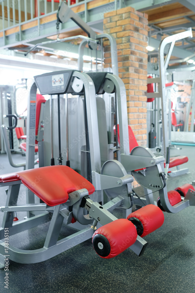 Interior of a fitness hall with fitness equipment Interior of a fitness hall with fitness equipment