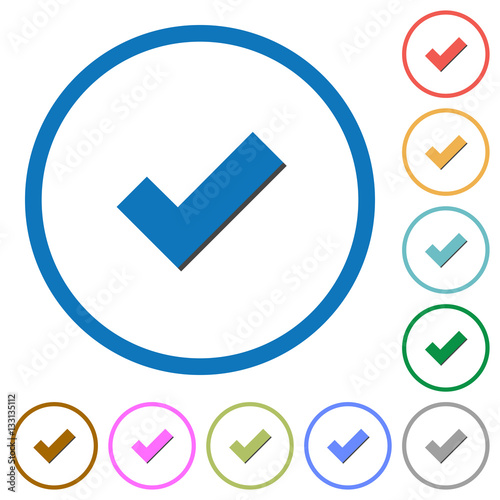 Ok icons with shadows and outlines