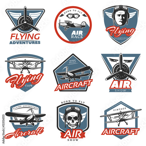 Vintage Colorful Aircraft Logos