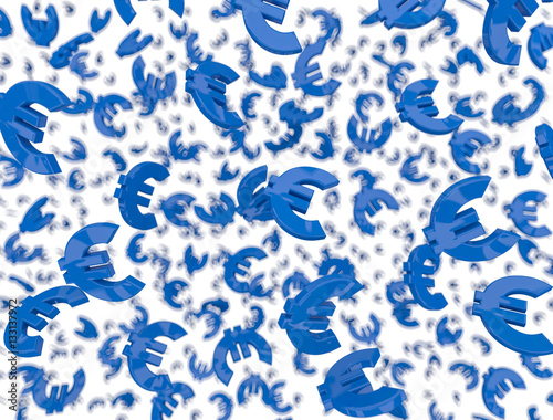  Blue euro signs raining.