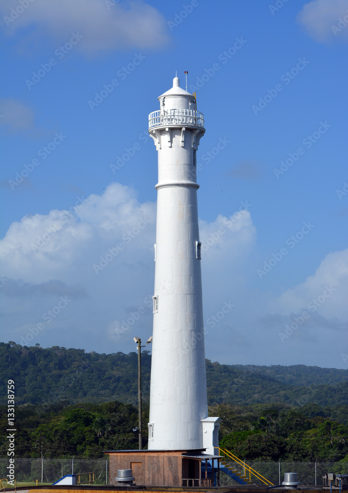 Panama Lighthouse/Lighthouse along Gatun Lake at the Panama Canal.