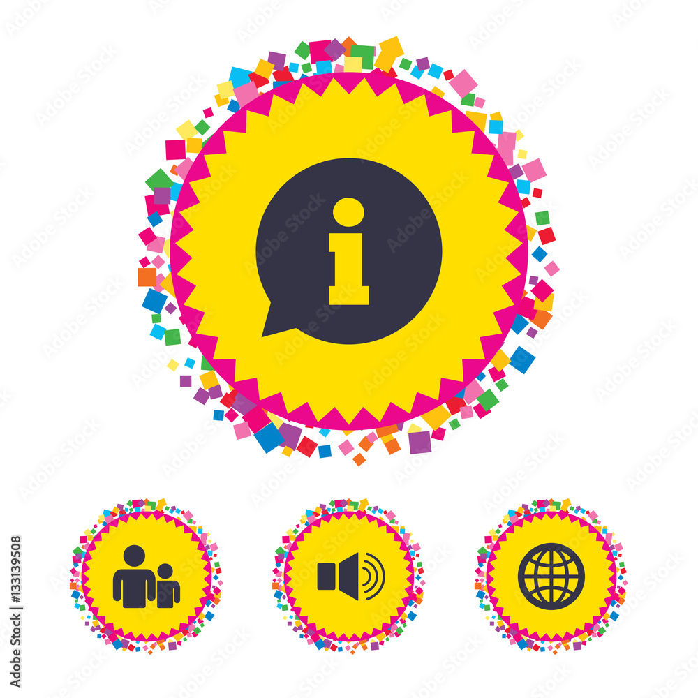 Information sign and group. Communication icons.