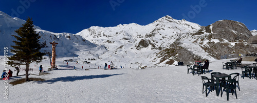 Panorama of Gavarnie-Gedre ski resort seen from picnic area photo