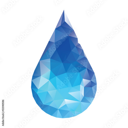 Polygonal water drop. Low poly style