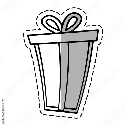gift box ribbon package decor linea shadow vector illustration eps 10