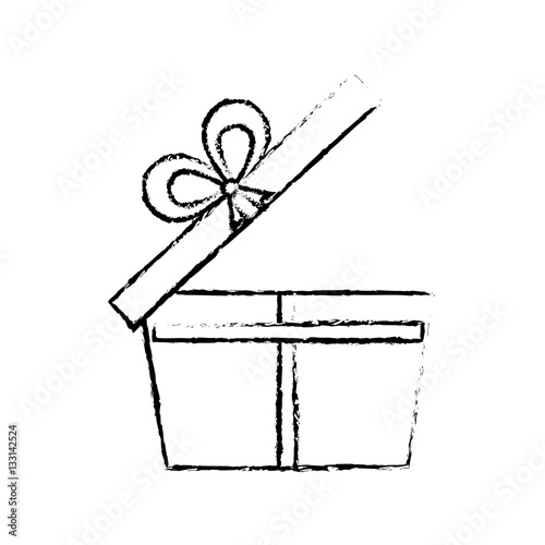 open gift box ribbon wrapped sketch vector illustration eps 10