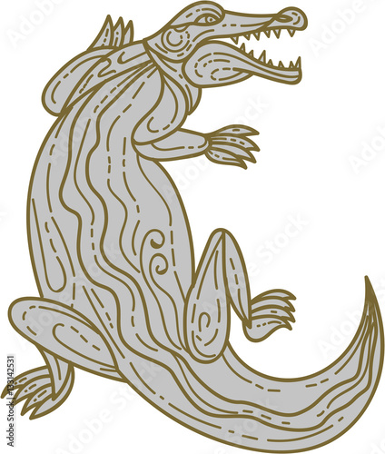 Alligator Climbing Up Mono Line