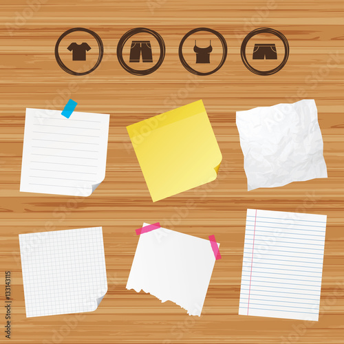 Clothes signs. T-shirt and pants with shorts.