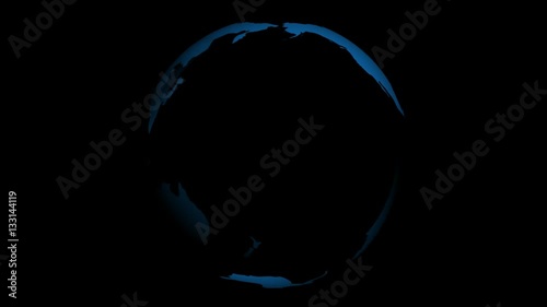 3D Earth blue globe spinning with alpha channel
