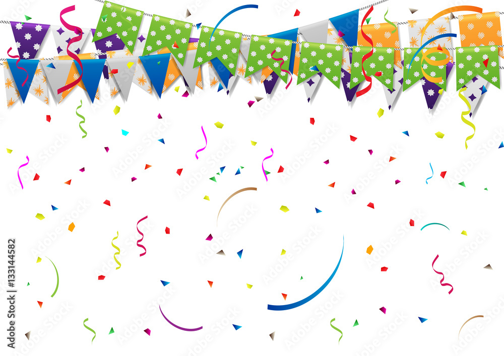 Fototapeta premium holiday decorations, picturesque flags, pennants. vector illustration