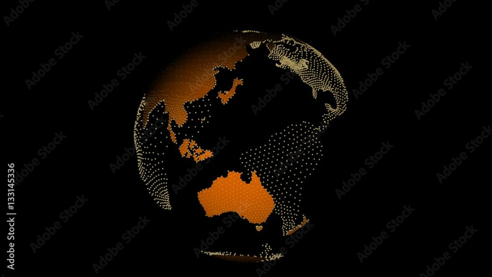 3D Earth Golden world globe spinning with alpha channel