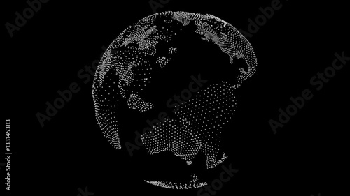 3D Earth world globe with dotted texture spinning with alpha channel