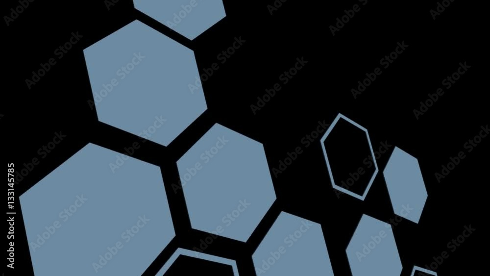 3D light blue hexagon shapes rotating with alpha channel