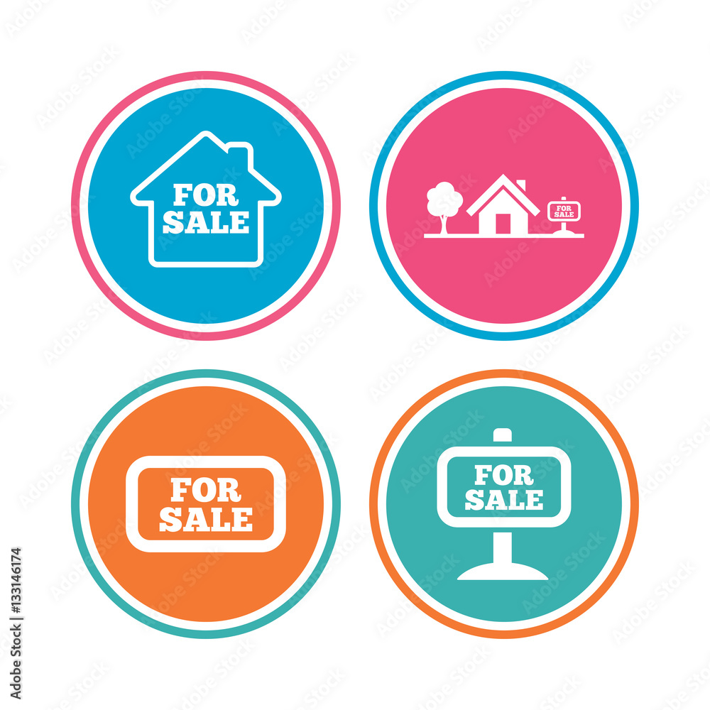 For sale icons. Real estate selling. For sale icons. Real estate selling.