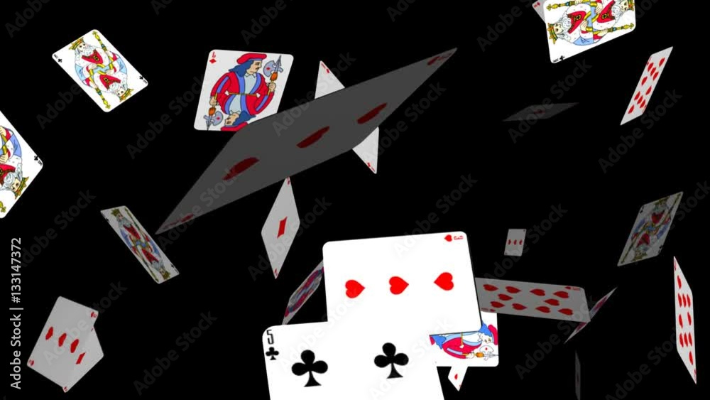 Casino poker cards particle rain with alpha channel
