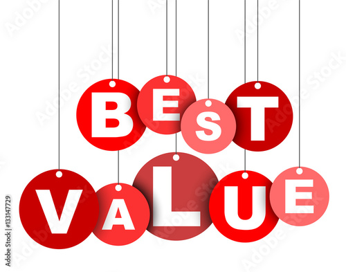 Red easy vector illustration isolated circle tag banner best value. This element is well adapted for web design.