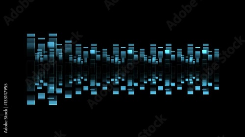 3D blue abstract rectangle shapes moving vertically with alpha channel