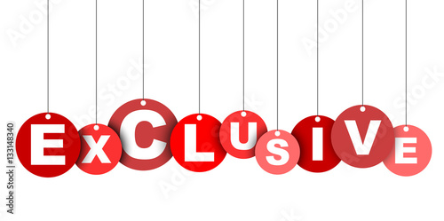 Red easy vector illustration isolated circle tag banner exclusive. This element is well adapted for web design.