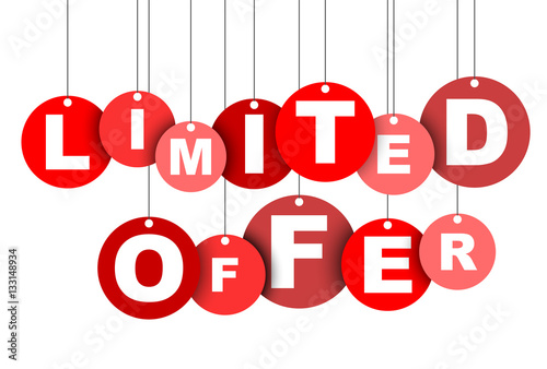 Red easy vector illustration isolated circle tag banner limited offer. This element is well adapted for web design.