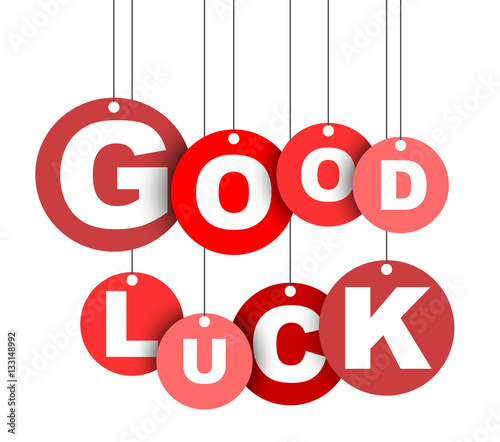 Red easy vector illustration isolated circle tag banner good luck. This element is well adapted for web design.