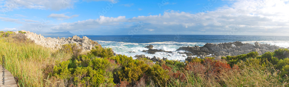 Scenic panorama showing Hermanus from Kleinmond