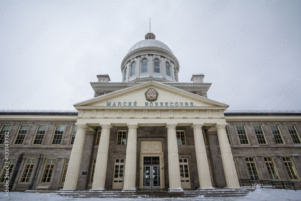 Picture of Bonsecours Market (Marche Bonsecours) under the snow in winter, Montreal, Quebec, Canada