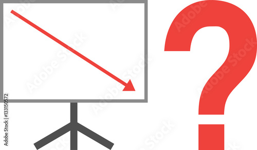 Board with question mark and arrow down