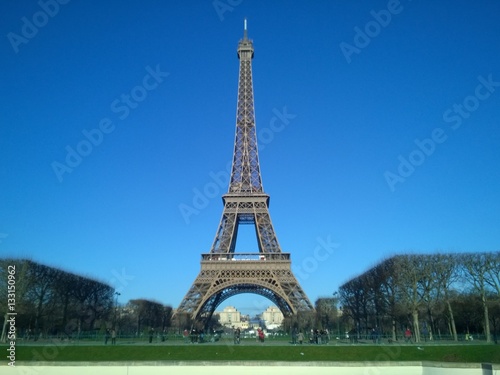 Eiffel tower Paris on blue sky