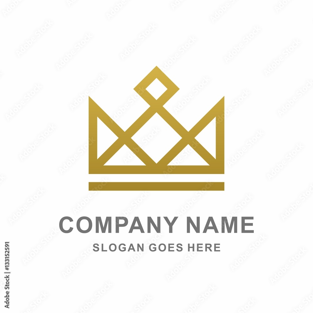 Fototapeta premium Geometric Gold Crown Square Triangle Jewelry Fashion Beauty Business Company Stock Vector Logo Design Template