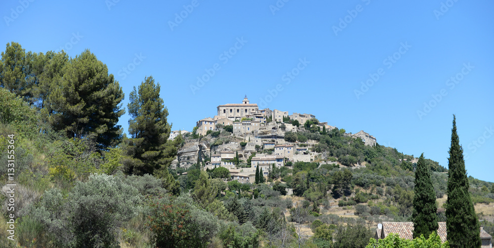 View on the village of Gordes in the deparment Vaucluse, one of the most beautiful villages in France, Europe