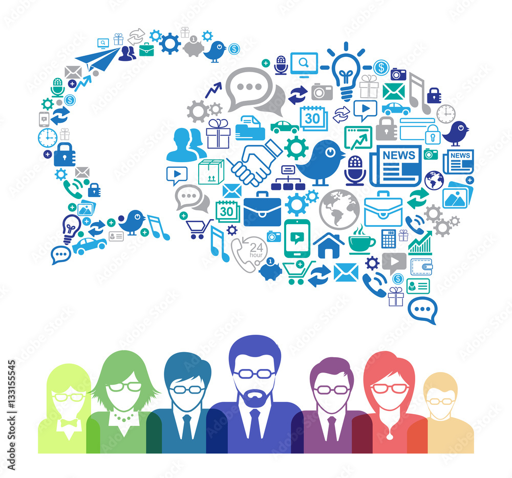 Business communication concept with media social icons vector illustration Business communication concept with media social icons vector illustration