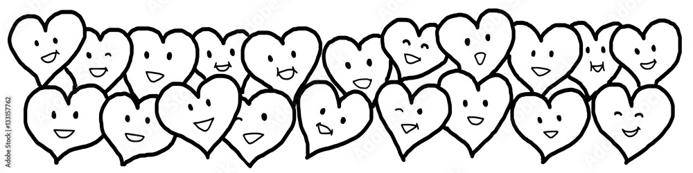 Love Hearts Valentine Black White Outline Drawing Love Hearts Valentine Black White Outline Drawing