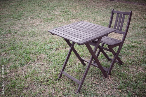 Table with chairs in the garden