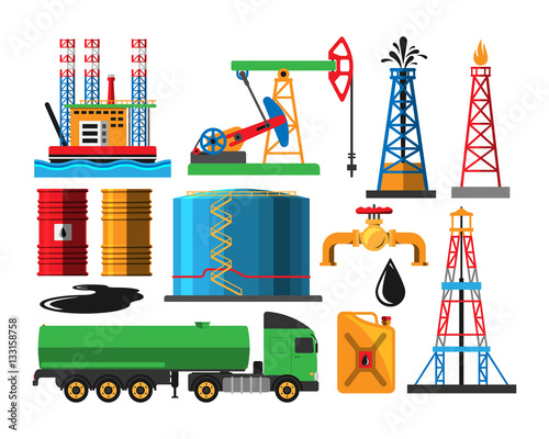 Oil extraction transportation vector illustration