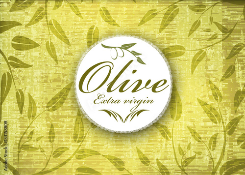 Olive grunge abstract background with leaves