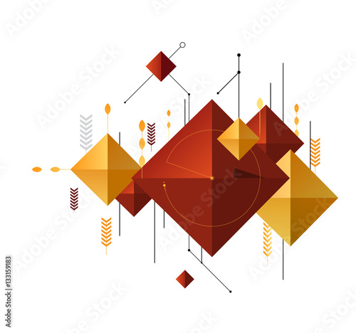 Abstract geometry and technology in white background. vector ill