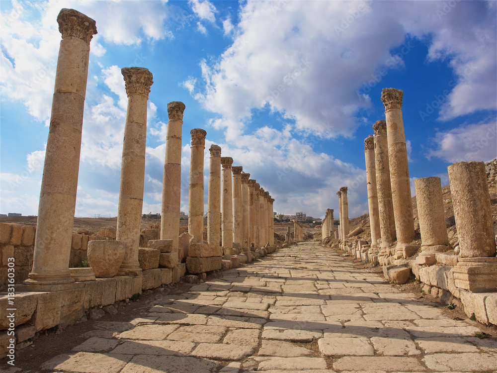 Rome road ruins,Jerash,Jordan Rome road ruins,Jerash,Jordan