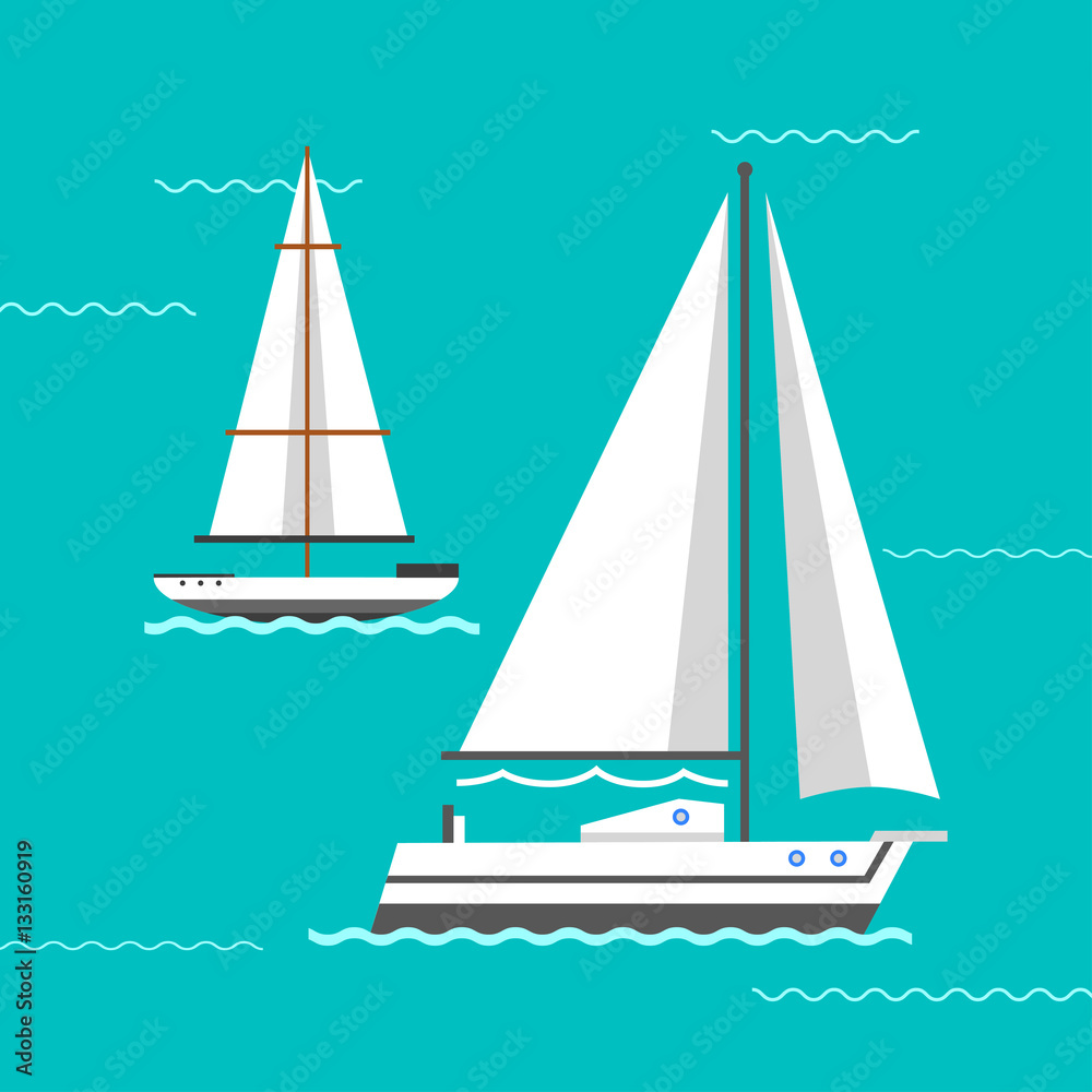 Ship and boats vector.