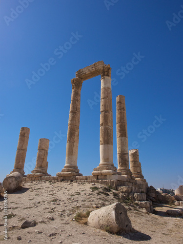 Rome temple ruins,Only stand tall pillars,Citadel Hill of Amman, Amman,Jordan