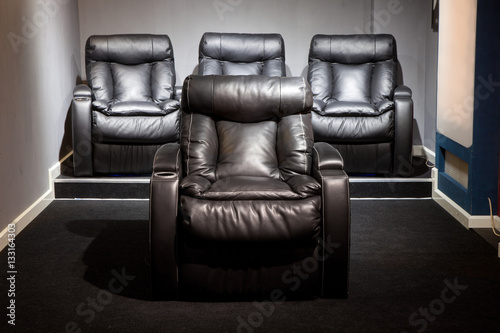 Bild auf Leinwand Leather armchairs in home cinema