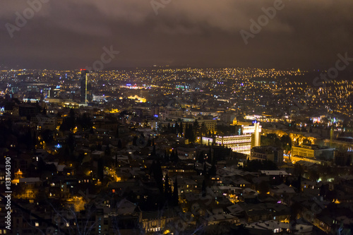 Top view of the Old town. Tbilisi, Georgia. Night shot. photo