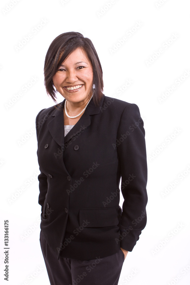 Asian businesswoman smiling isolated on white. Asian businesswoman smiling isolated on white.