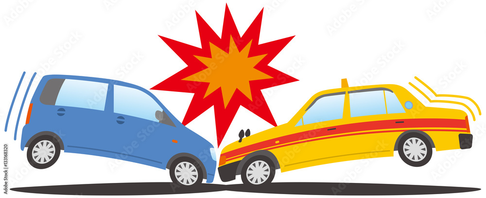 事故 正面衝突 乗用車とタクシーのイメージイラスト Stock Vector Adobe Stock