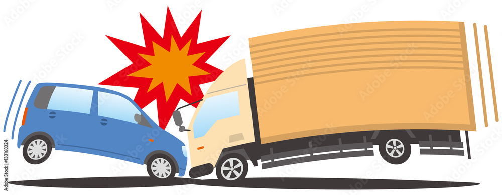 事故 正面衝突 乗用車とトラックのイメージイラスト Stock Vector Adobe Stock