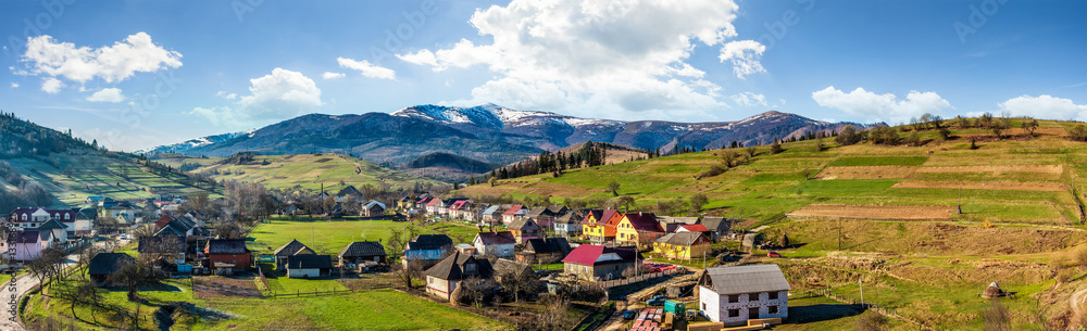 panorama of rural area in mountains