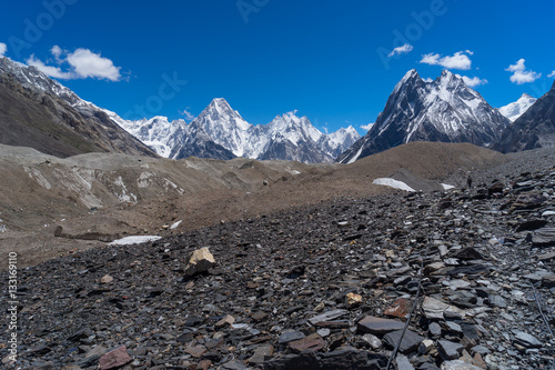 Gasherbrum mountain massif and Mitre peak, K2 trek, Pakistan photo