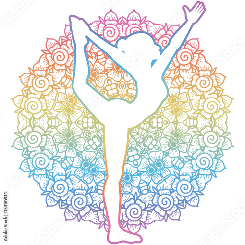 Women silhouette. Lord of the dance yoga pose. Natarajasana